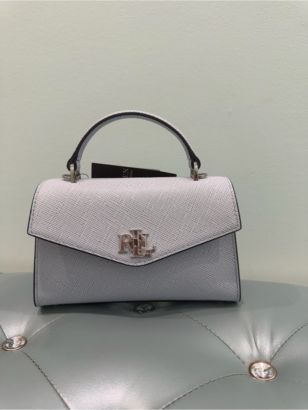 Lauren Ralph Lauren White Textured Top-Handle Satchel